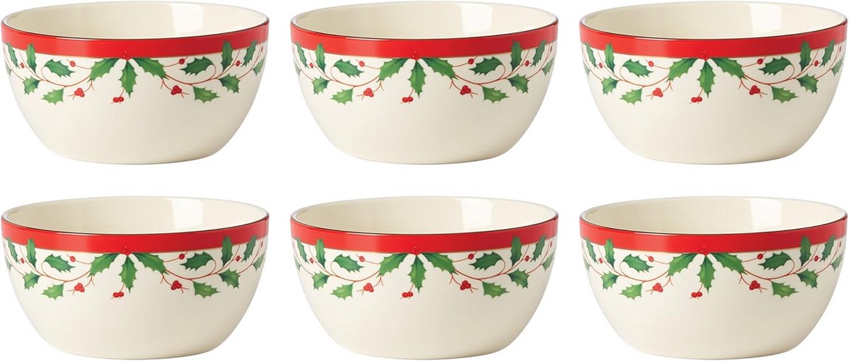 Set van 6 Dessertkommen Kerst – Klassiek Design – Perfect voor Feestdagen