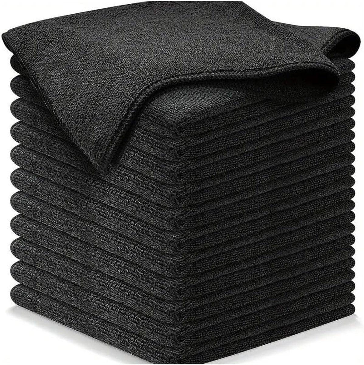 10x Zwarte Microvezel Doeken 30x30 cm - Pluisvrij en Absorberend Poetsdoek