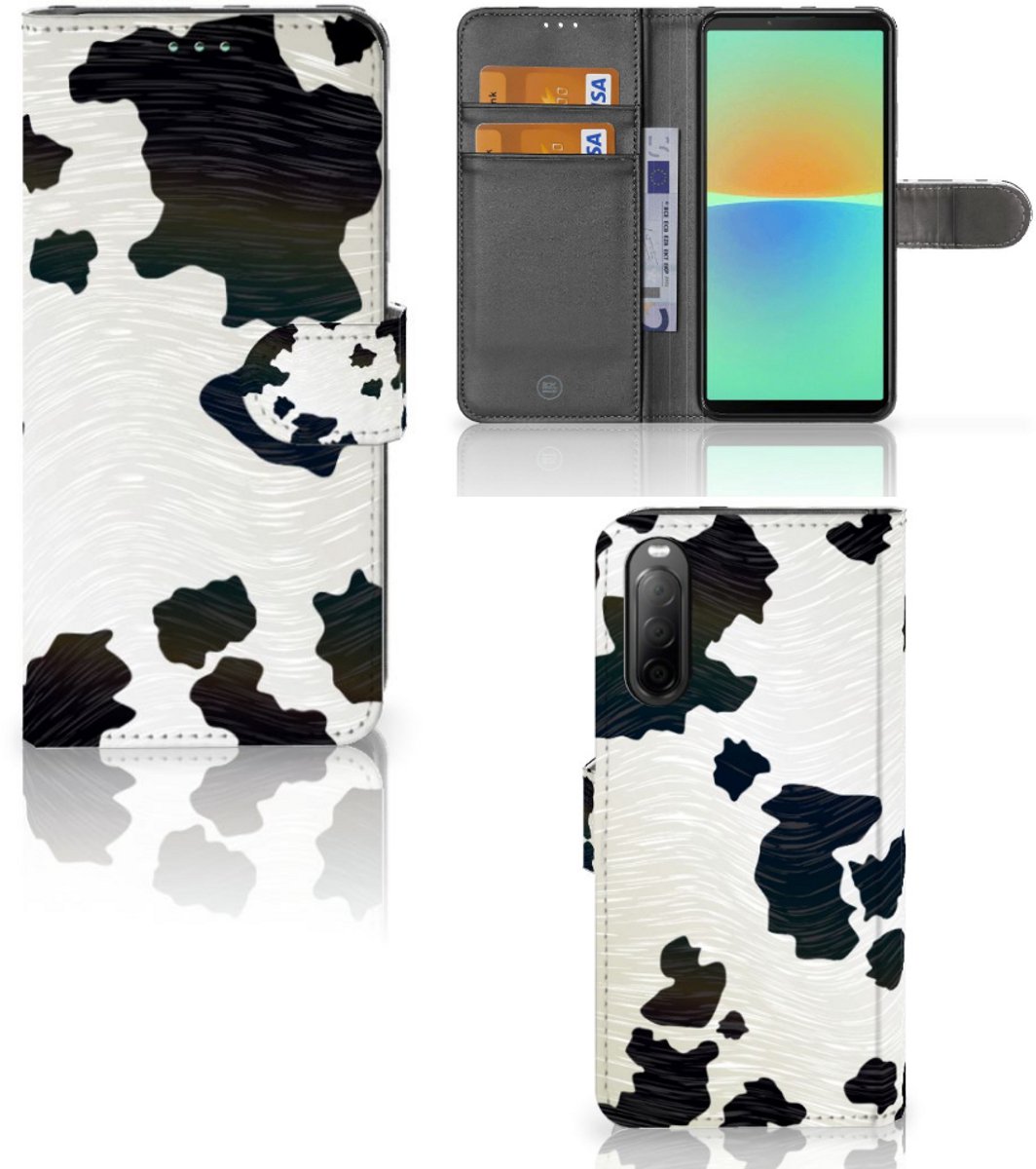 Sony Xperia 10 IV Telefoonhoesje met Pasjes Koeienvlekken