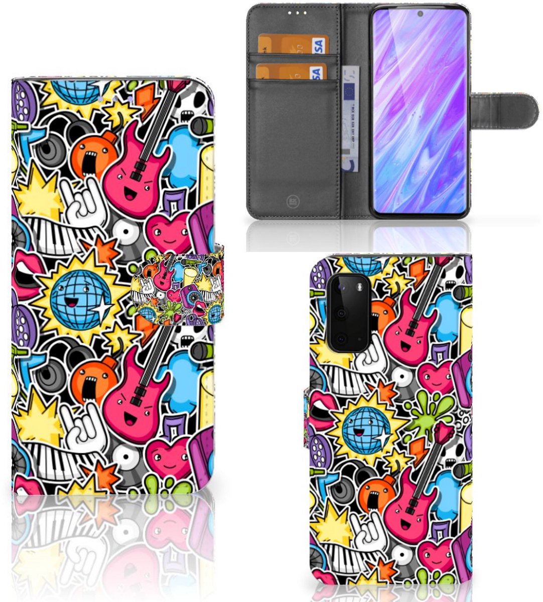 Samsung Galaxy S20 Wallet Case met Pasjes Punk Rock