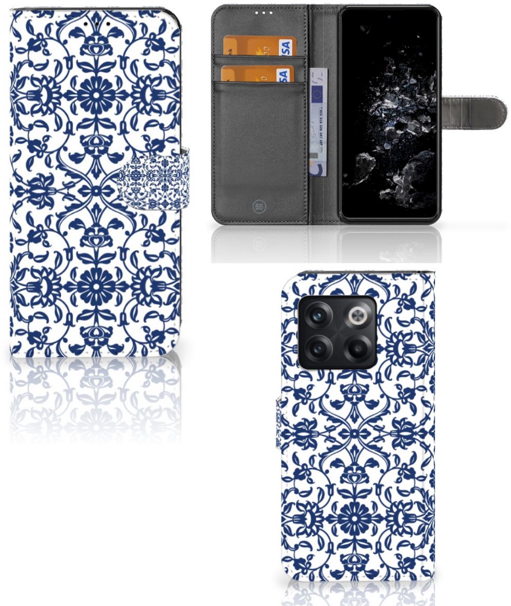 Book Case voor OnePlus 10T Hoesje Flower Blue