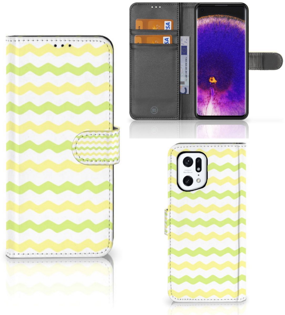 OPPO Find X5 Pro Telefoon Hoesje Waves Yellow