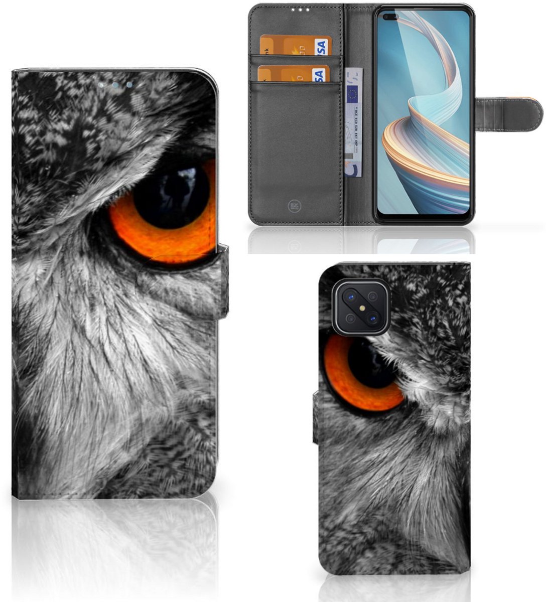 OPPO Reno4 Z Telefoonhoesje met Pasjes Uil