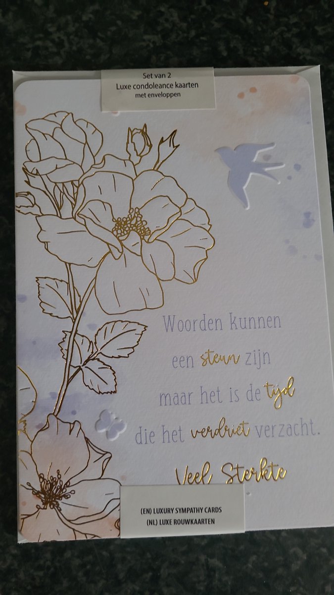 2 x condoleance kaarten met envelop