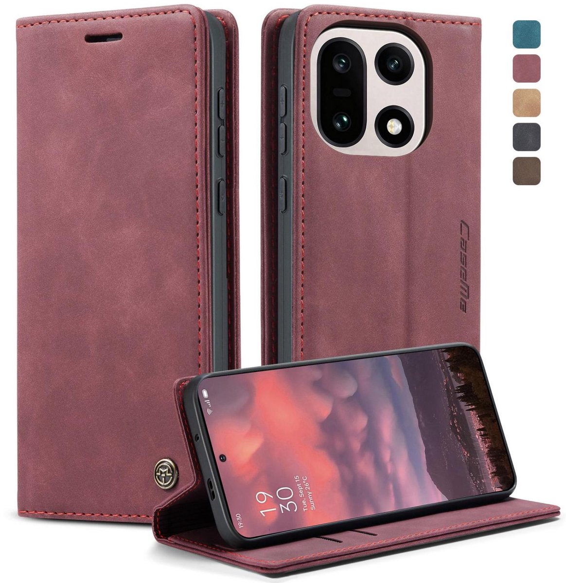 CaseMe Telefoonhoesje geschikt voor OnePlus 15 Hoesje | CaseMe 013 Bookcase Portemonnee | Pasjeshouder voor 2 Pasjes | Telefoonhoesje voor Pinpas / OV Kaart / Rijbewijs - Rood