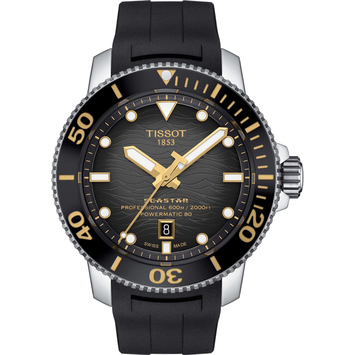 Tissot Seastar 2000 T1206071744101 Horloge - Rubber - Zwart - Ø 46 mm