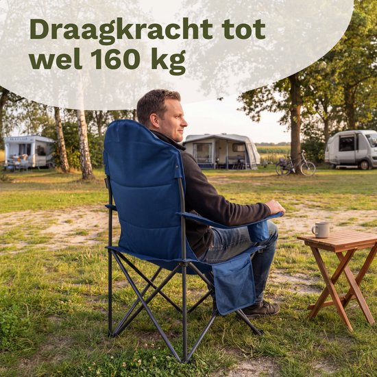 TRVLMORE Campingstoelen XXL - Opvouwbaar - 2-Pack - 160KG Draagvermogen - Incl. Draagtas - Klapstoel - Visstoel - Kampeerstoel - Vouwstoel - Blauw — afbeelding 5