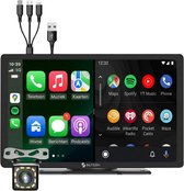 Siltcon® Geschikt voor Carplay Scherm 9 Inch - Geschikt voor Android Auto Scherm - Geschikt voor Apple Carplay - Navigatiesysteem Auto - HD Achteruitrijcamera - Touchscreen - AUX - FM - BT - Universeel - Incl. Oplaadkabels Telefoon - Zwart