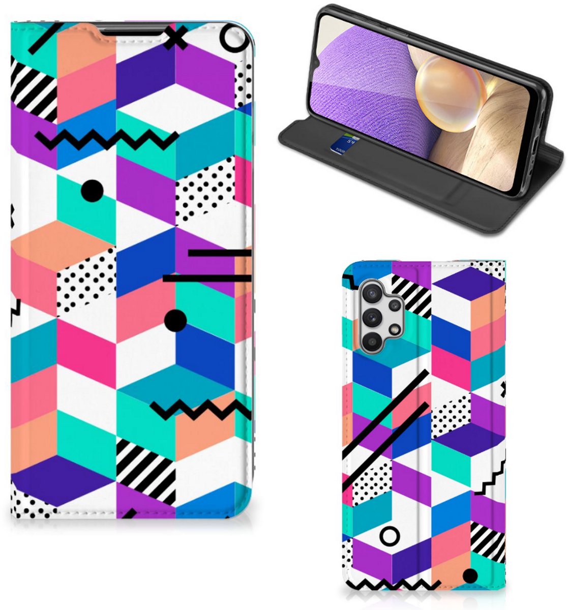 Samsung Galaxy A32 5G Stand Case Blokken Kleurrijk