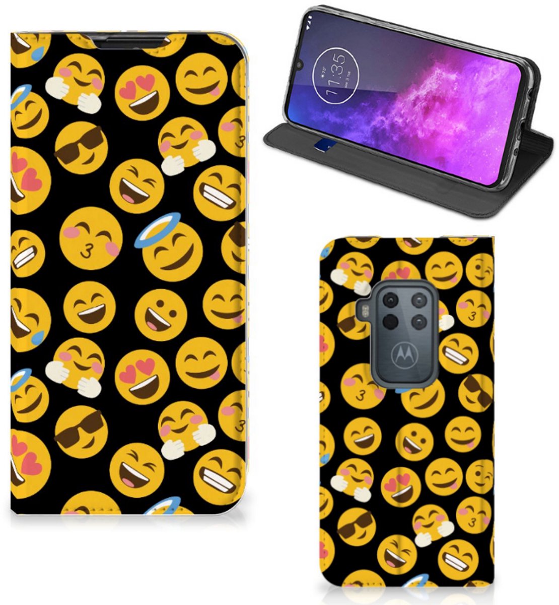 Motorola One Zoom Hoesje met Magneet Emoji