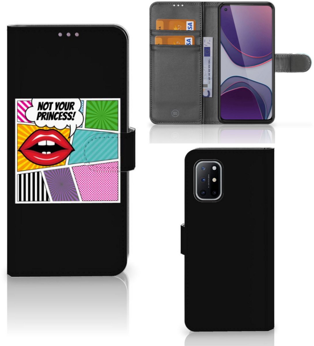 OnePlus 8T Wallet Case met Pasjes Popart Princess