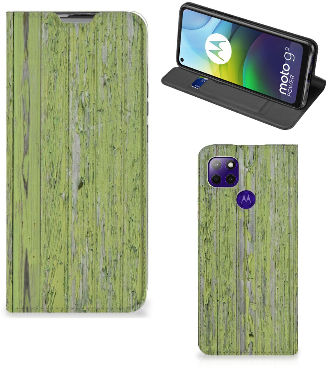 Motorola Moto G9 Power Book Wallet Case Green Wood