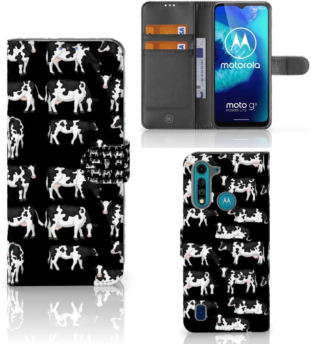 Motorola G8 Power Lite Telefoonhoesje met Pasjes Koetjes