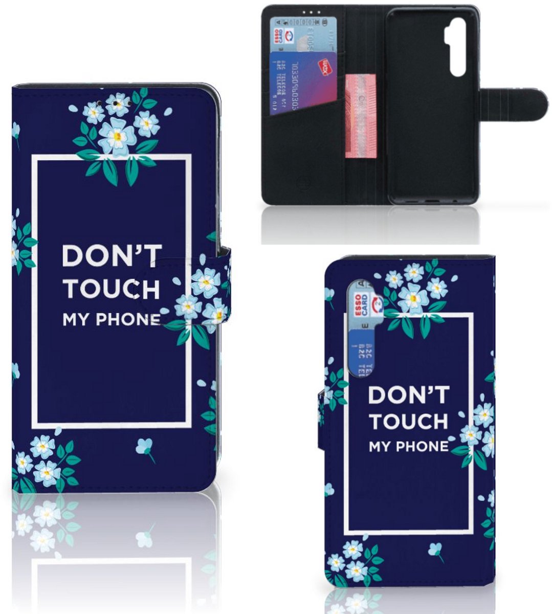 Book Case voor Xiaomi Mi Note 10 Lite Portemonnee Hoesje Flowers Blue DTMP