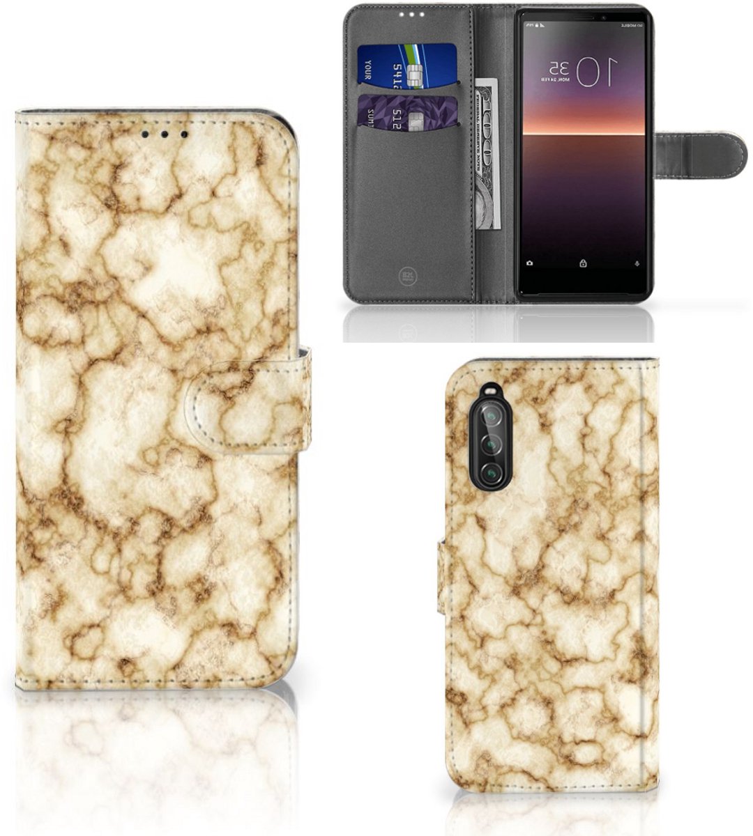 Sony Xperia 10 II Bookcase Marmer Goud