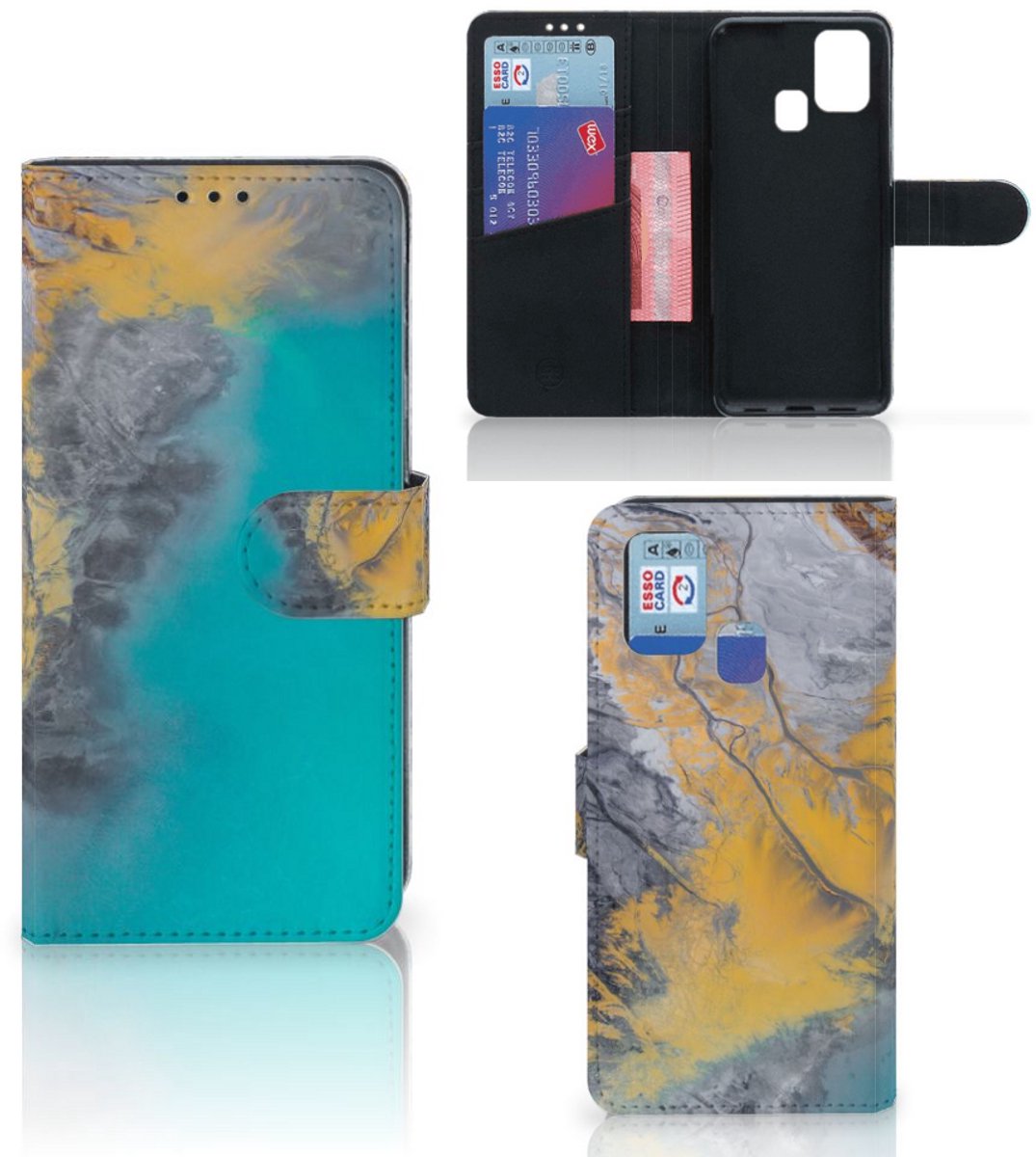Samsung Galaxy M31 Bookcase Marble Blue Gold