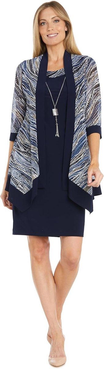 2-delige Geklede Jurk met Blazer en Bladerenprint voor Dames