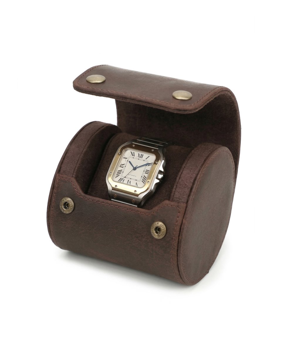 Timezone Design - Watch Roll 1 Horloge - Echt Leer Alcantara Suède - Horlogerol - Horloge Reisetui - Horlogedoos - Handgemaakt Pilotenleer