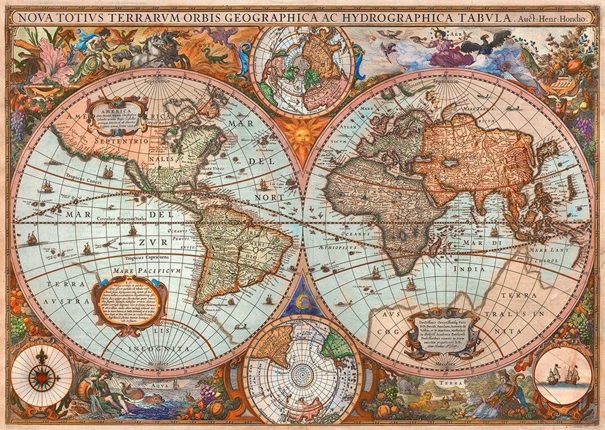 Antiek Wereldkaart Puzzel van 3000 Stukken