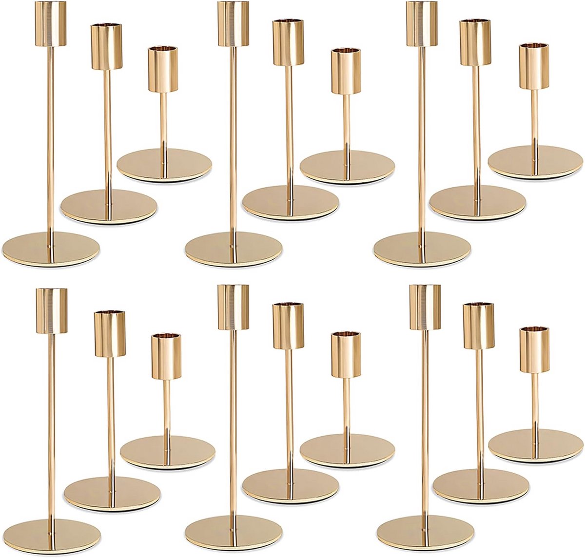 Set van Zwarte Kandelaarhouders voor Taper Kaarsen - Decoratieve Kaarsenstandaards voor Bruiloft en Feestelijke Tafel