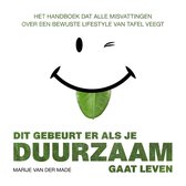 Titel: Dit gebeurt er als je duurzaam gaat leven. Met een knipoog smiley waarvan de tong een groen blad is.