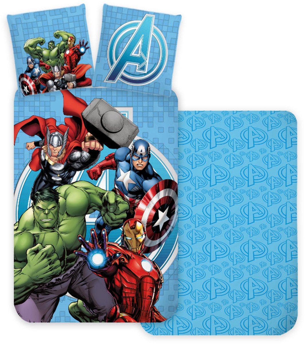 Marvel Avengers Dekbedovertrek Blauw - 140 x 200 cm - 70 x 90 cm