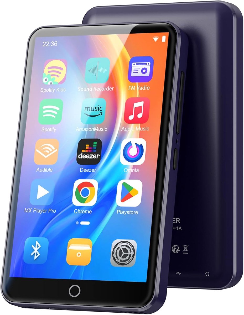 MP3 Speler met 80 GB Geheugen, Wifi en Bluetooth - 10,2 cm IPS Touchscreen Muziekspeler voor Kinderen met Spotify en Audioboeken