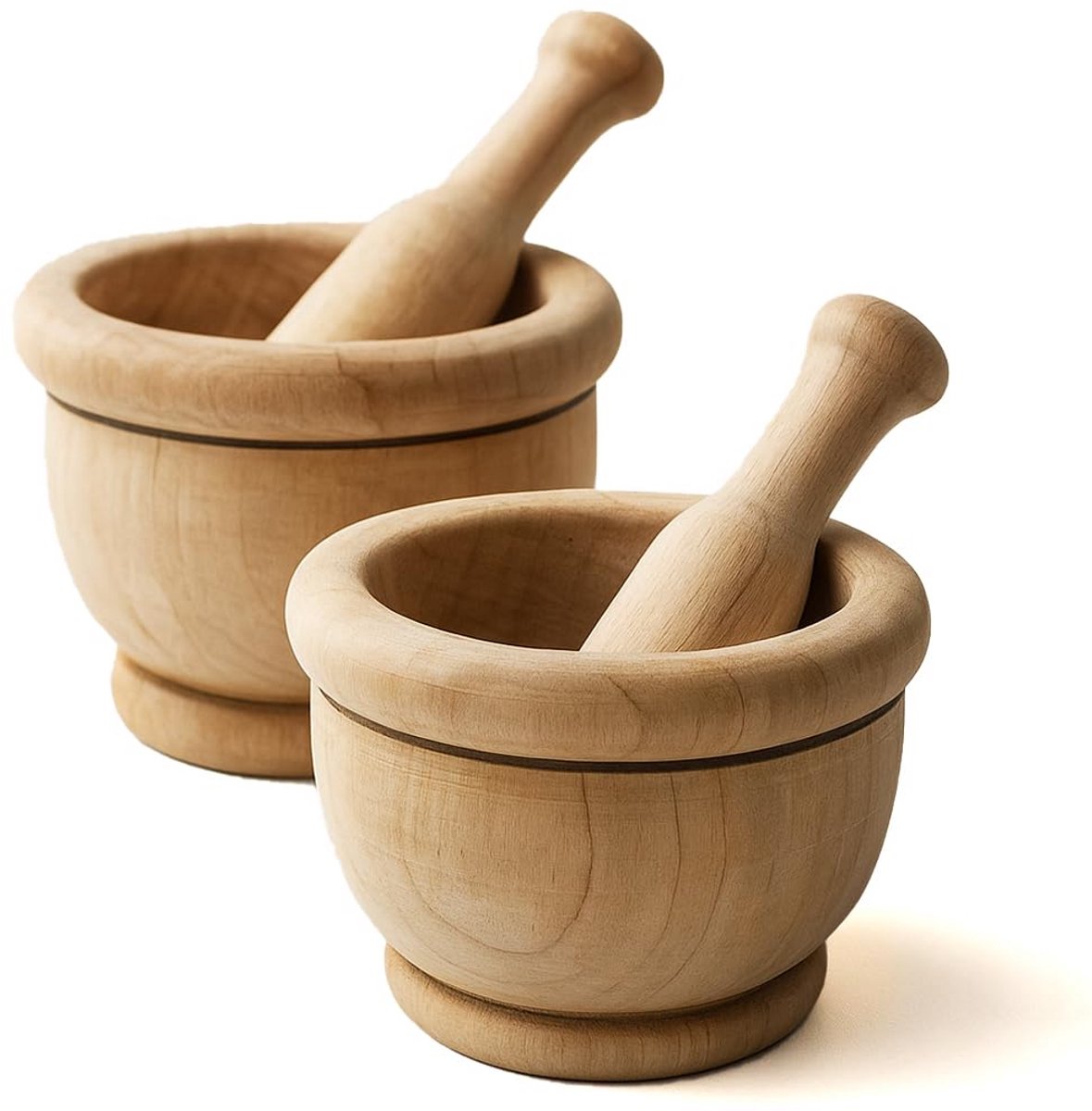 Houten Mortel en Vijzel Set - 8 cm - Perfect voor Keuken en Koken