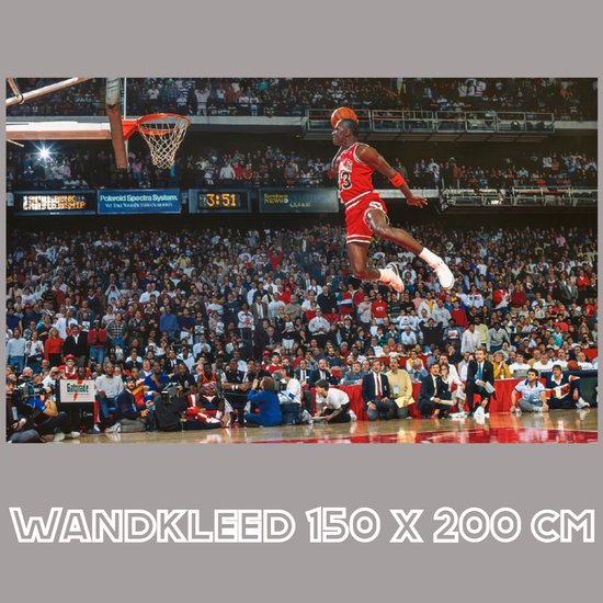 Allernieuwste.nl® Wandkleed Michael Jordan Classic Dunk - Sport - Actiefoto - Wandtapijt Wanddecoratie Muurkleed Tapestry – Kleur - 150 x 200 cm
