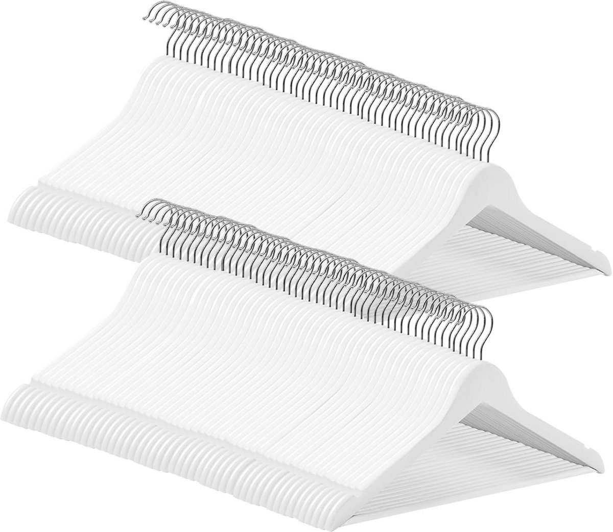 Houten kleerhangers ruimtebesparend met antislip broekstang - 100 stuks