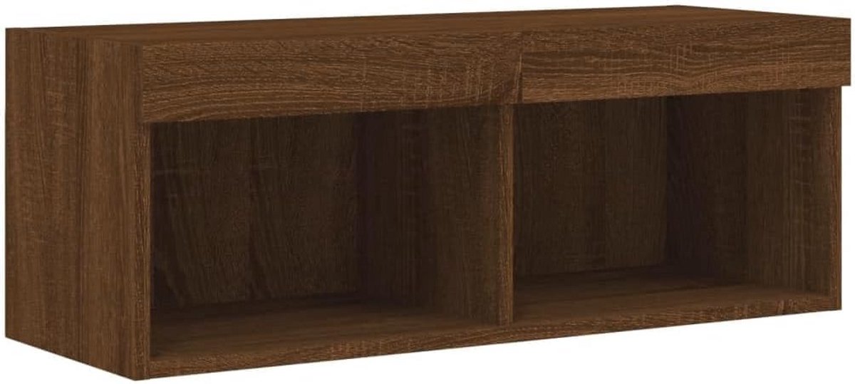 TV Kast met LED Verlichting 80x30x30cm Bruin Eiken