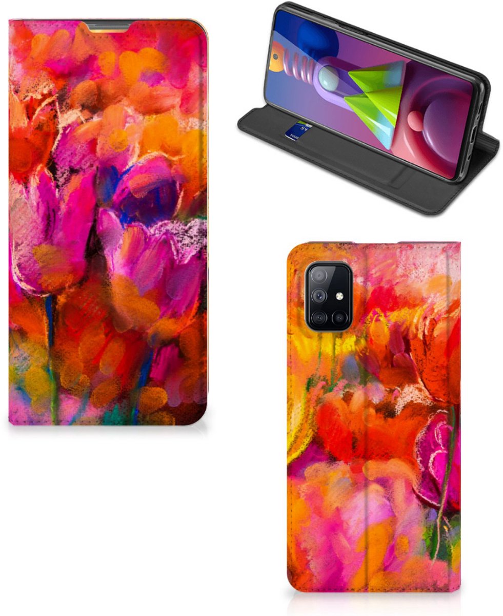 Book Case voor Bookcase Samsung Galaxy M51 Tulips