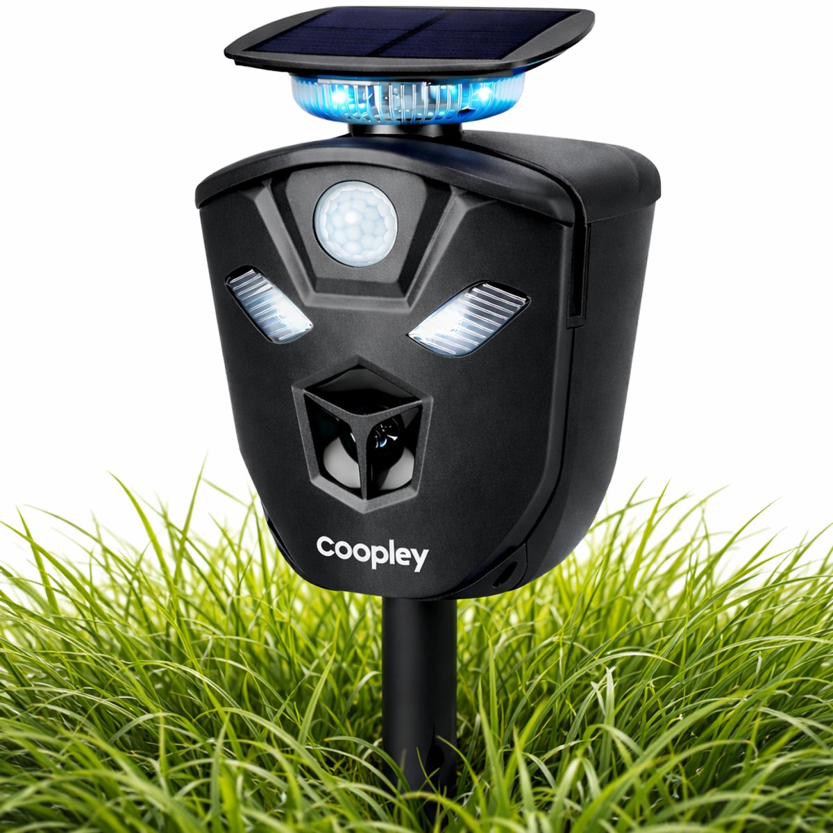 Ultrasone Kattenverjager op zonneenergie - Dierenverjager - Kattenschrik - Marterverjager - All Season Waterproof - 360 graden bescherming - Afweermiddel voor Ongedierte - Coopley - Zwart