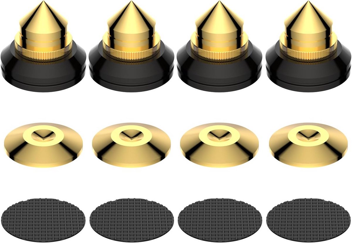 Absorberende luidsprekerspikes - 4 stuks hoogte verstelbaar voor trillingsdemping