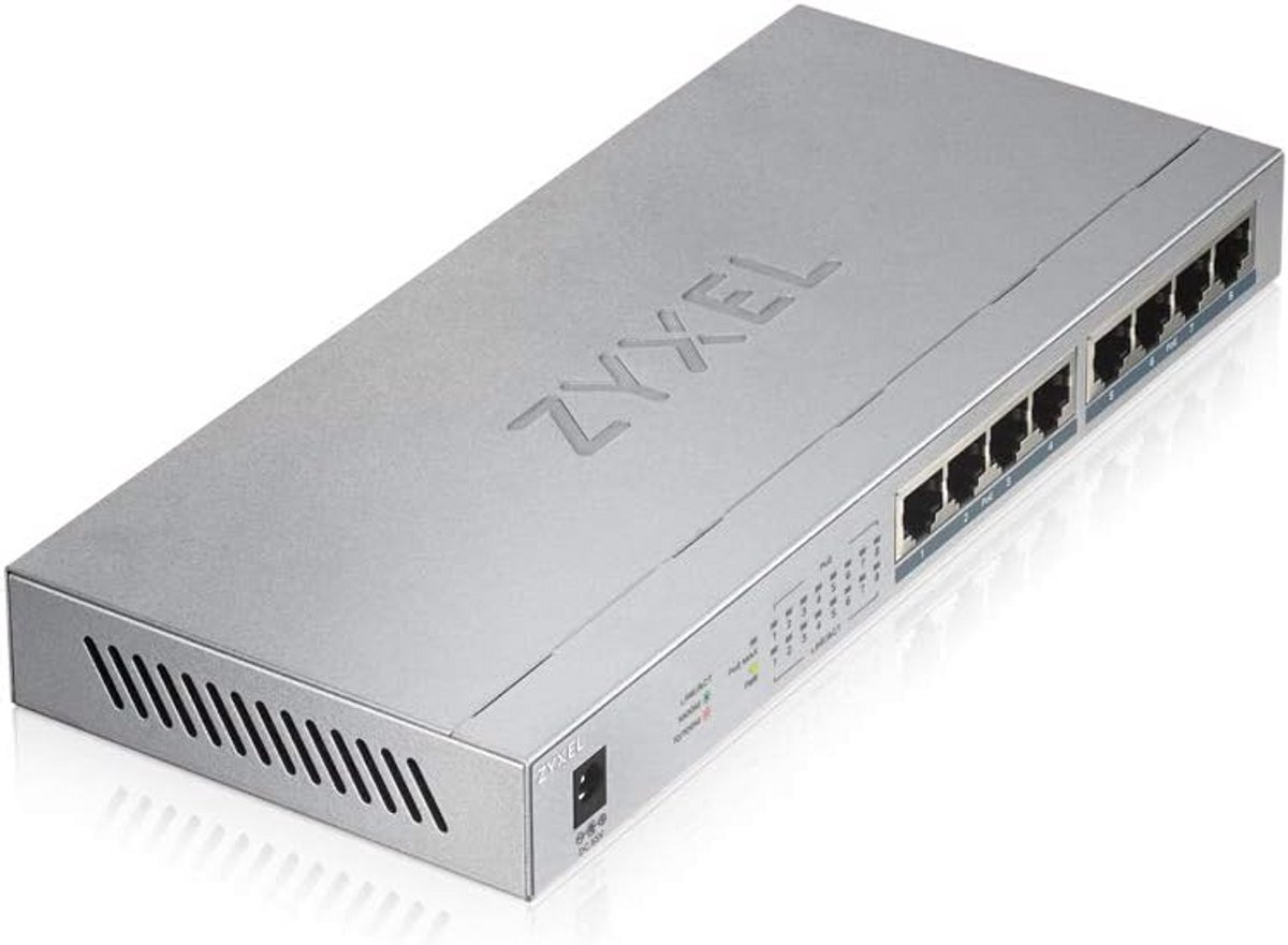 8-Port Gigabit PoE+ Switch met 60 Watt PoE Budget