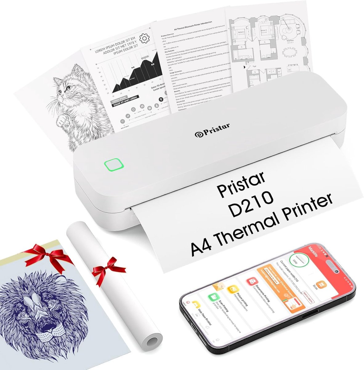 Draagbare Bluetooth Thermische Printer A4 voor iOS, Android en Laptops