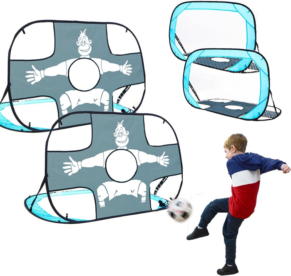 2-in-1 Pop-Up Voetbaldoel met Doelwand voor Kinderen - Opvouwbaar Tuin- en Binnen Voetbaldoel
