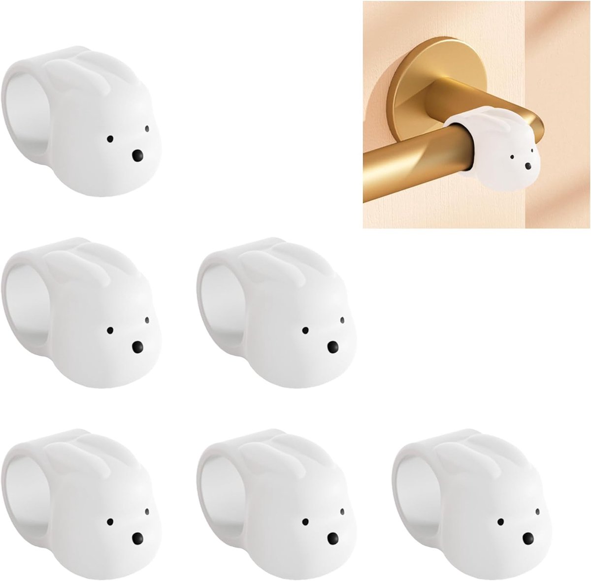 Set van 6 Decoratieve Deurstoppers voor Deurklinken - Wit