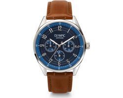 Olympic OL90HSL001 Daily Classic Heren Horloge Bruin Leer, Zilverkleurige Kast
