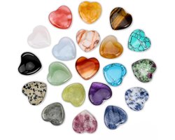24 pièces ensembles de pierres cristallines curatives - Ensemble d'Edelstenen en forme de cœur - Cristaux Divers pour Chakra, Reiki et Spiritualité - Style aléatoire