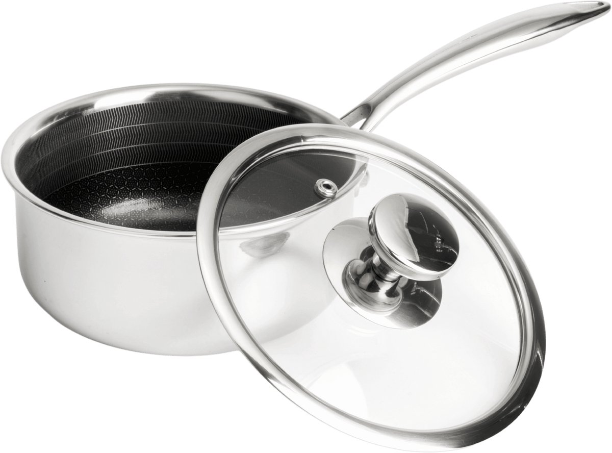 Herman den Blijker - Hybride steelpan Ø 16 cm - Inclusief deksel - 100% PFAS-vrij - Krasvrije keramische antiaanbaklaag - Geschikt voor inductie, oven en alle andere warmtebronnen - Vaatwasserbestendig van Herman den Blijker