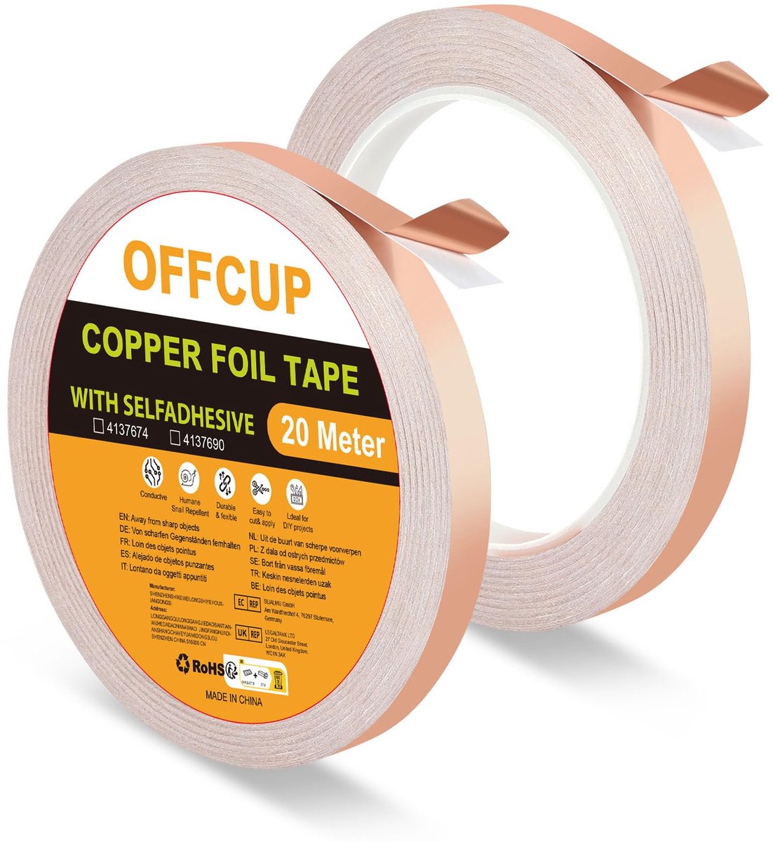 Koperfolie Tape Tegen Slakken - Natuurlijke Afschrikking - 10 mm x 20 m