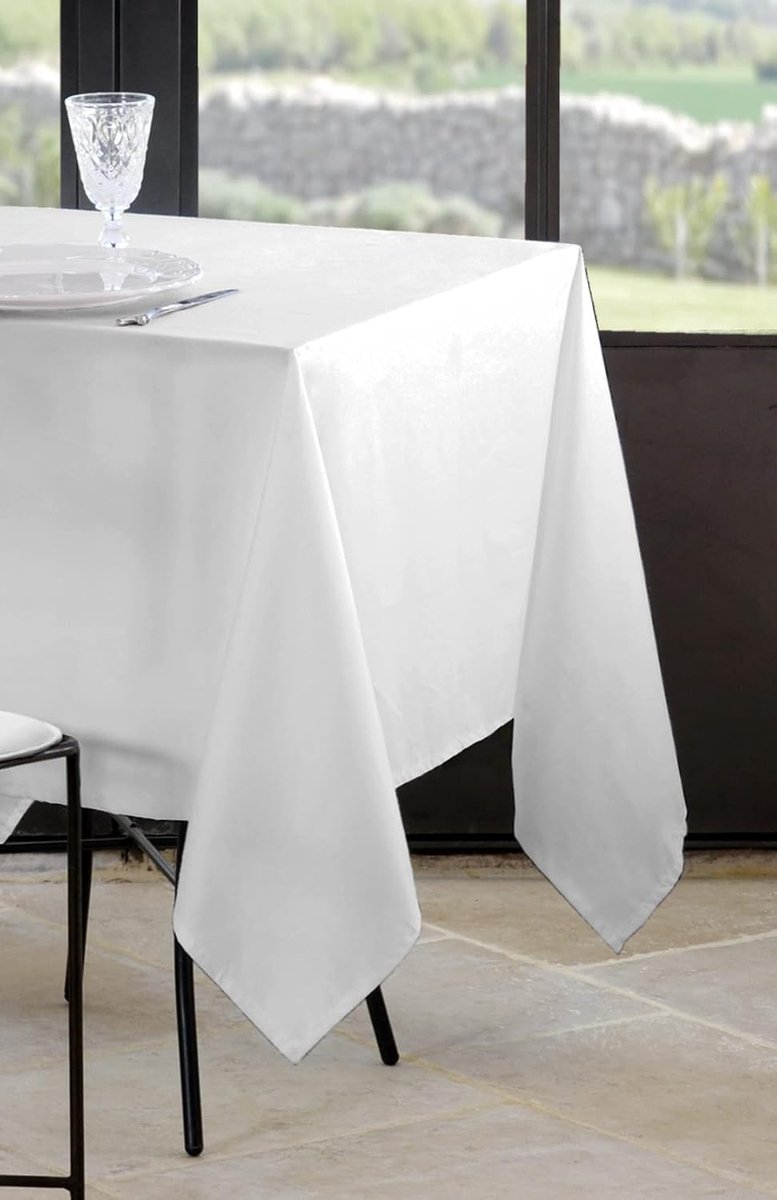 Witte Katoenen Tafelkleed 148 x 240 cm
