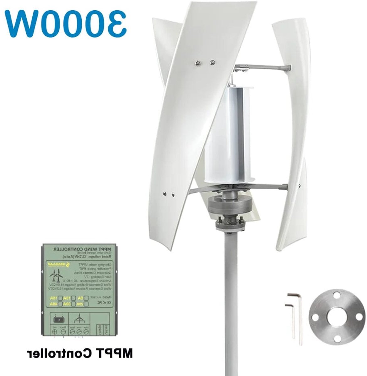 3000W Verticale Windturbine – Windgenerator – Windmolen – Energieopwekker – Alternatieve Energie – 12V Met MPPT Controller – Stil En Efficiënt
