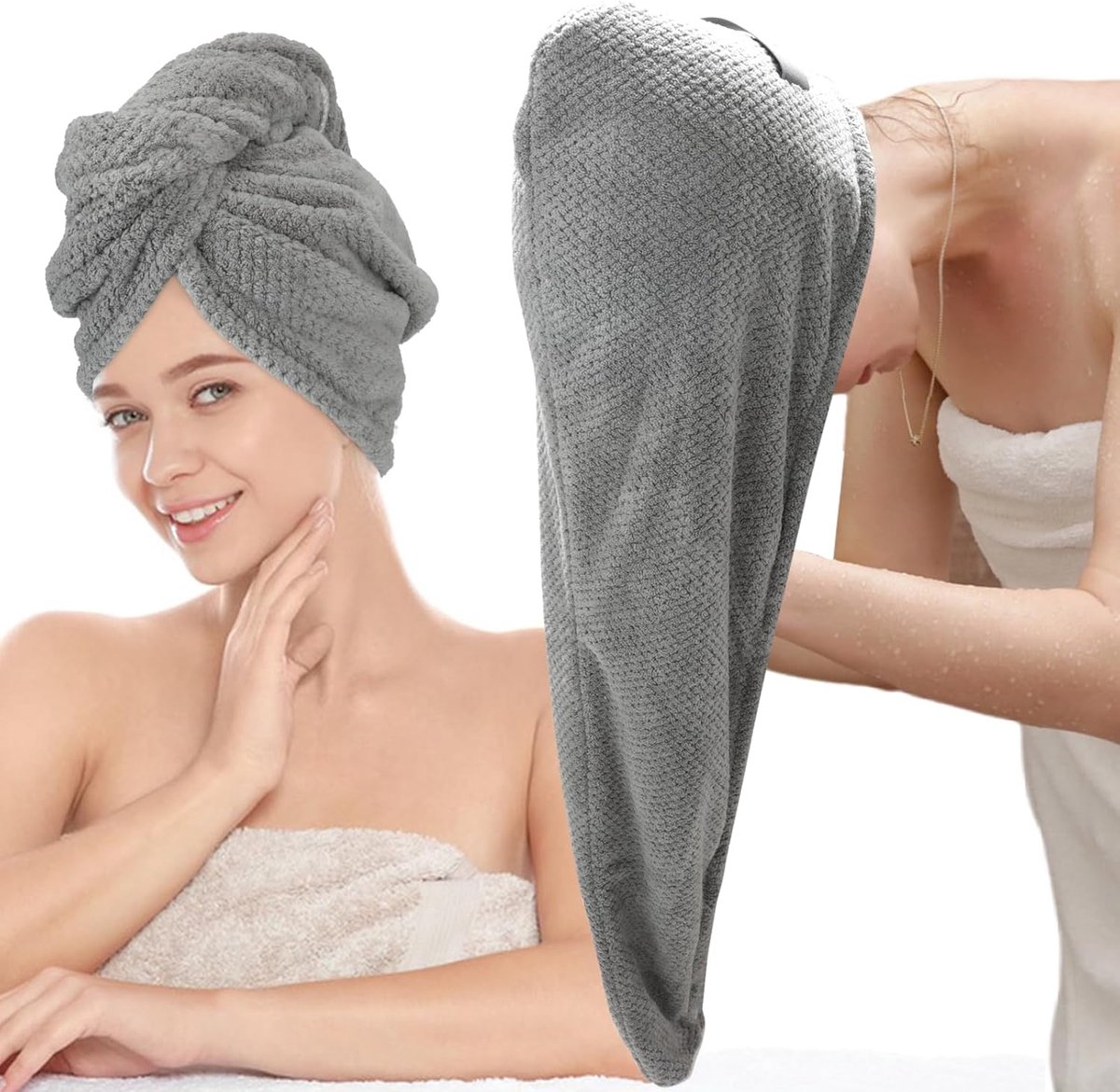 Grote Microvezel Haarhanddoek Tulband voor Lang Krullend Haar - Sneldrogend & Anti-Kroes