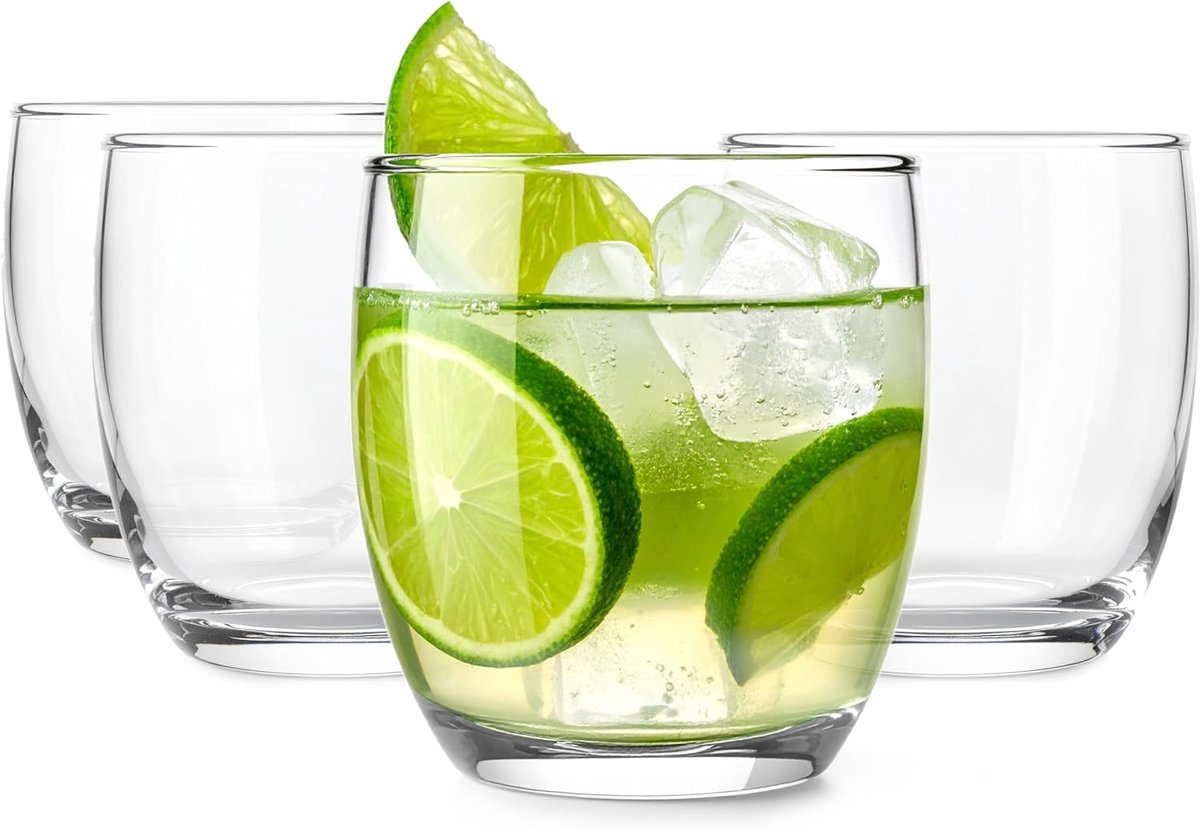 Set van 4 Drinkglazen 220 ml met Dikke Bodem - Waterglazen & Cocktailglazen - Vaatwasmachinebestendig