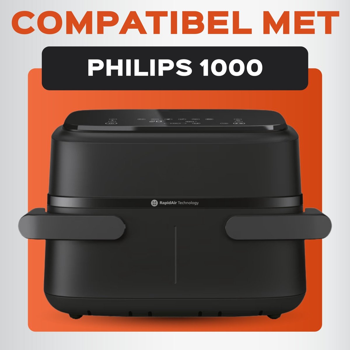 UNBOX Airfryer Accessoires - Geschikt voor Philips 1000 Series Dual Basket Airfryer - NA150/00 - 7,1L - Inclusief Airfryer Siliconen Bakje & e-Receptenboek — afbeelding 2