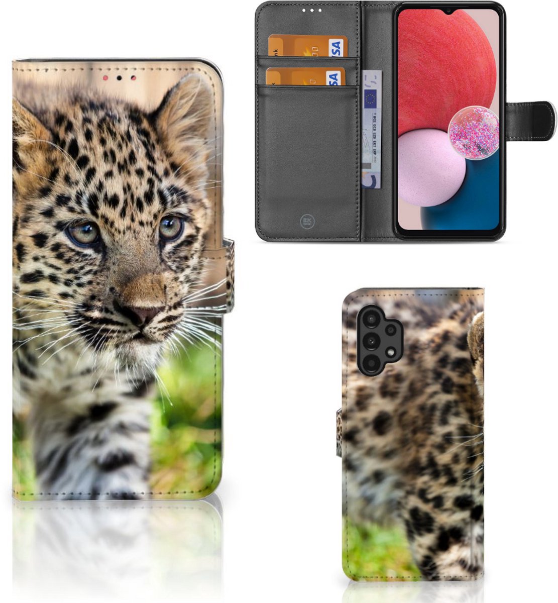 Samsung Galaxy A13 (4G) Telefoonhoesje met Pasjes Baby Luipaard