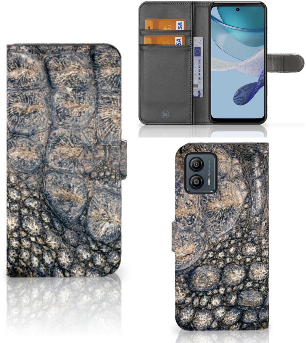 Motorola Moto G53 Telefoonhoesje met Pasjes Krokodillenprint