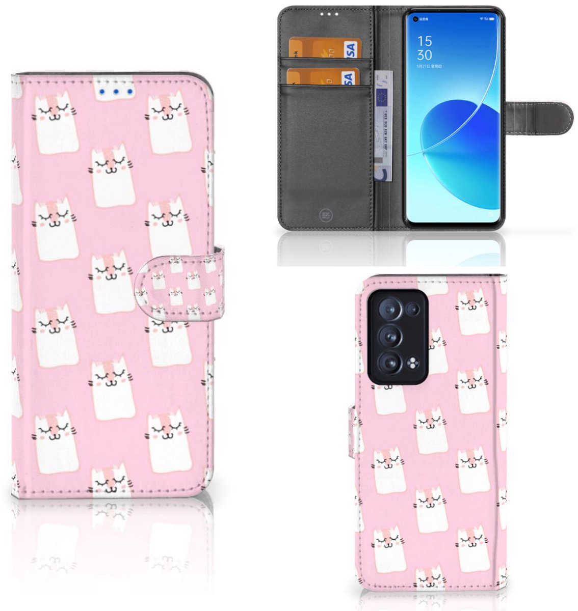 OPPO Reno 6 Pro Plus 5G Telefoonhoesje met Pasjes Sleeping Cats